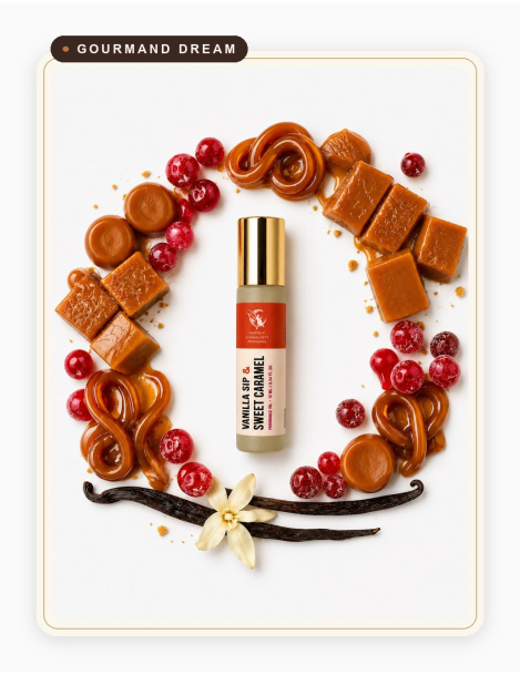 Vanilla Sip & Sweet Caramel by Fantasy Community Perfumes roll-on