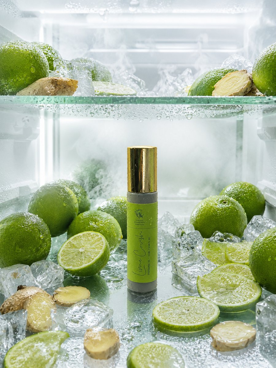 Lime Crush Tenderis Molecular — флакон серед лайма та інею
