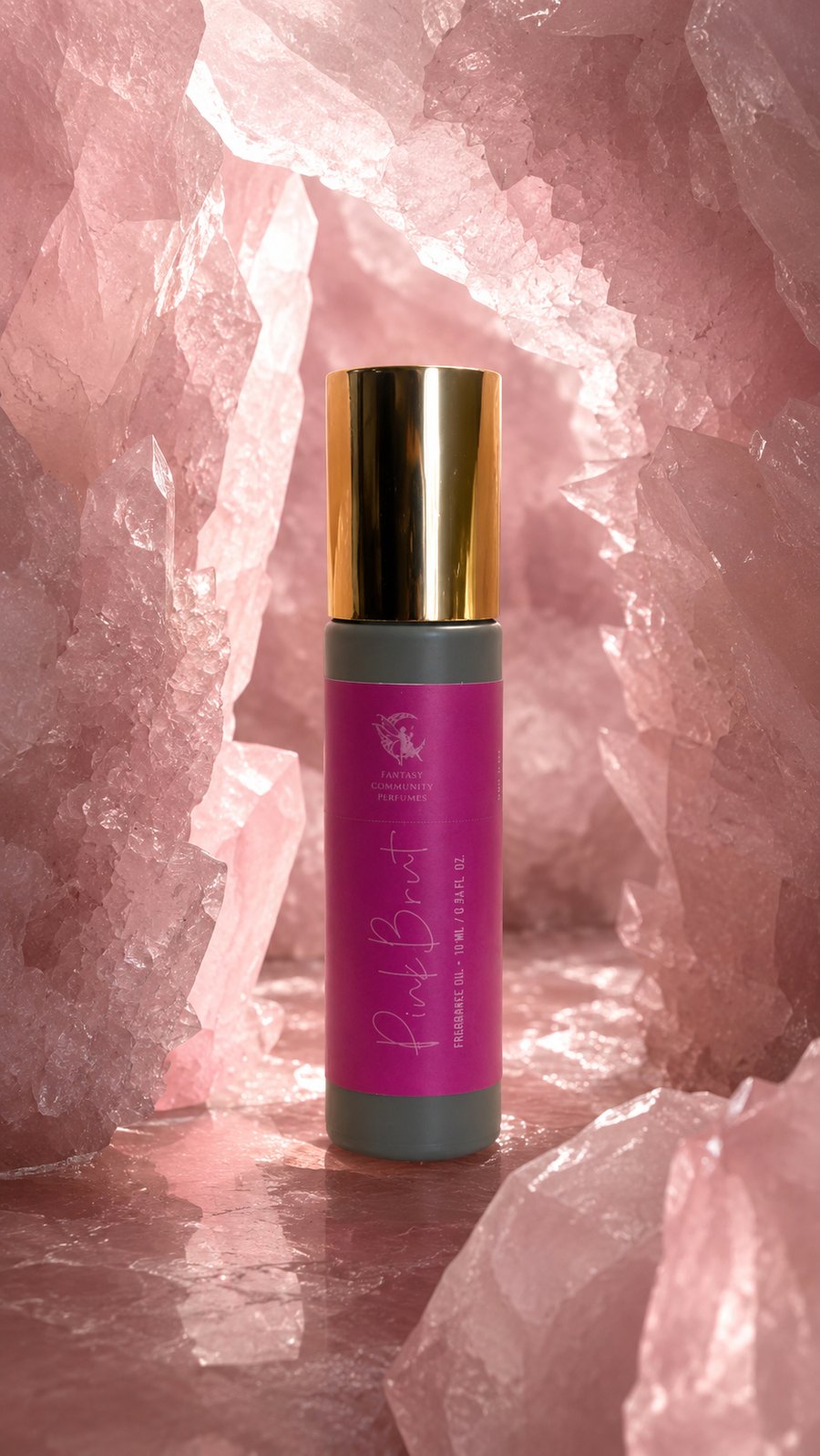 Pink Brut — флакон на рожевому кварці, мінеральна прохолода