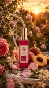 Mad Jam — персиковий джем серед білих весняних квітів крупним планом
